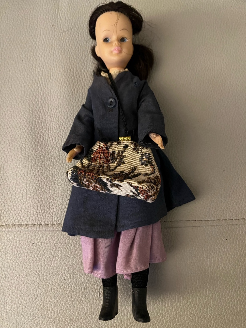 Classic Mary Poppins 12 Inch Fashion Doll in Navy Coat and Lavender Skirt 1960s